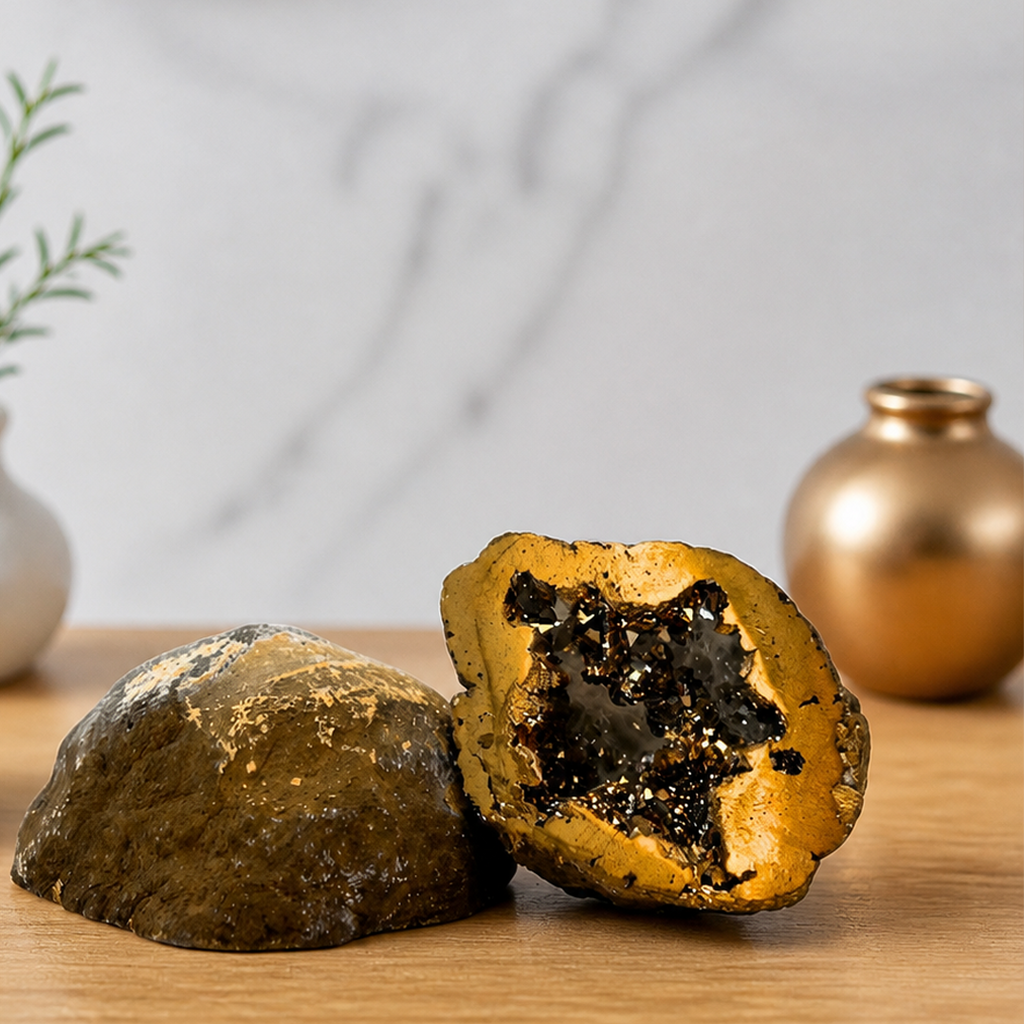 Golden Pyrite Geode for Wealth & Manifestation