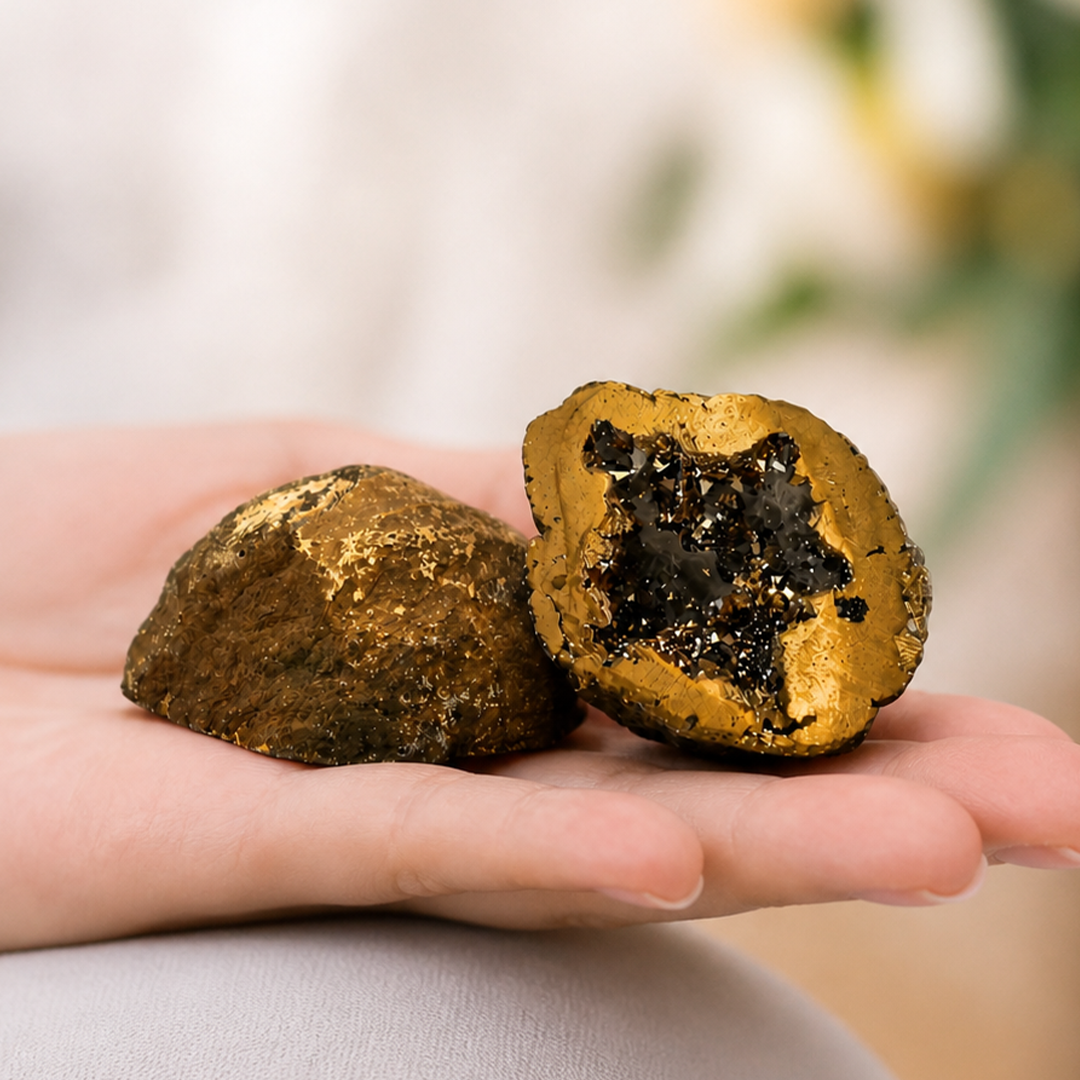 Golden Pyrite Geode for Wealth & Manifestation