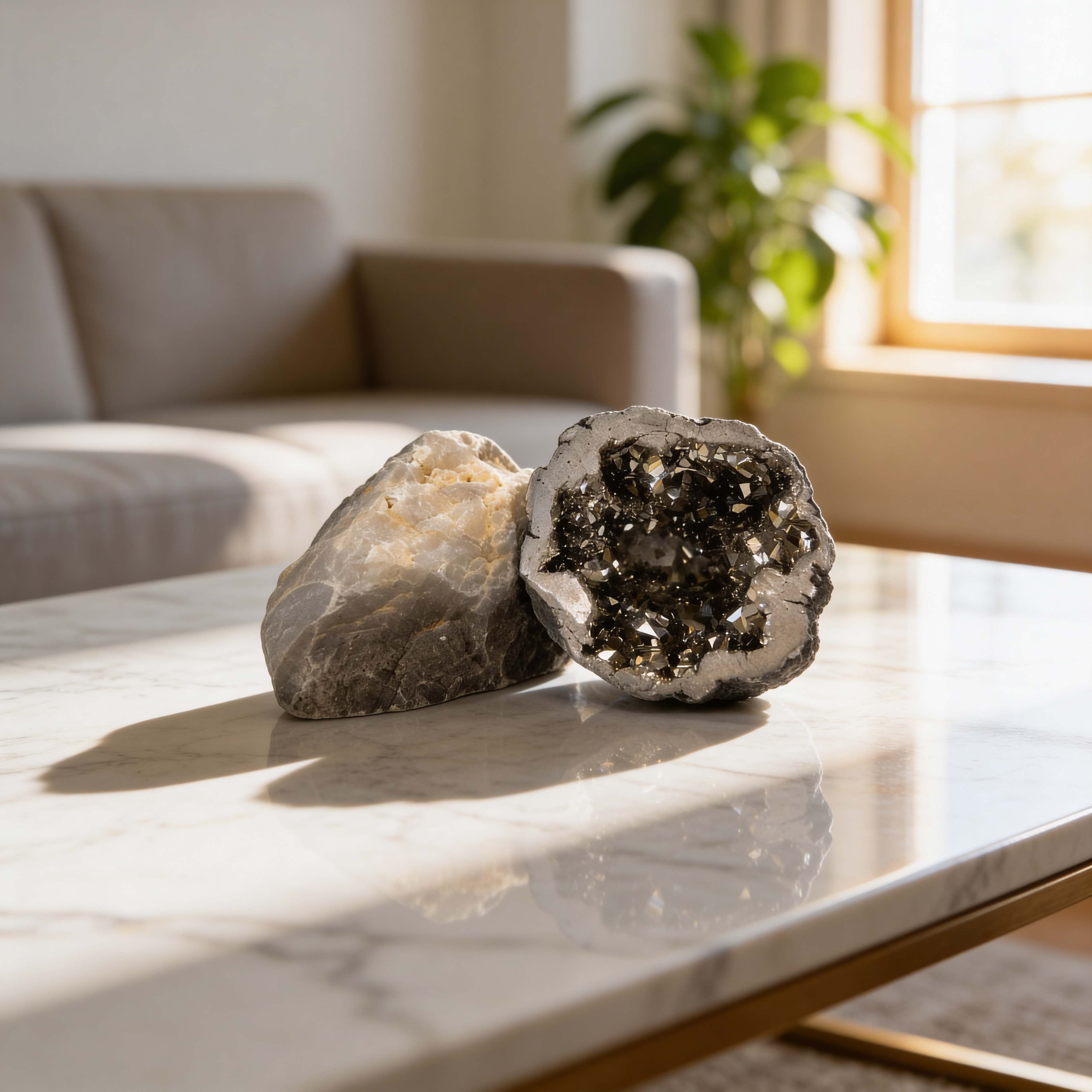 Silver Pyrite Geode for Relationships & Commitment