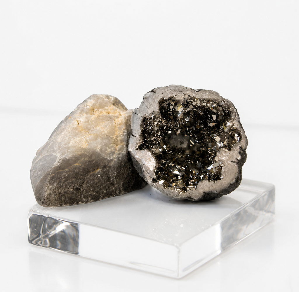 Silver Pyrite Geode for Relationships & Commitment