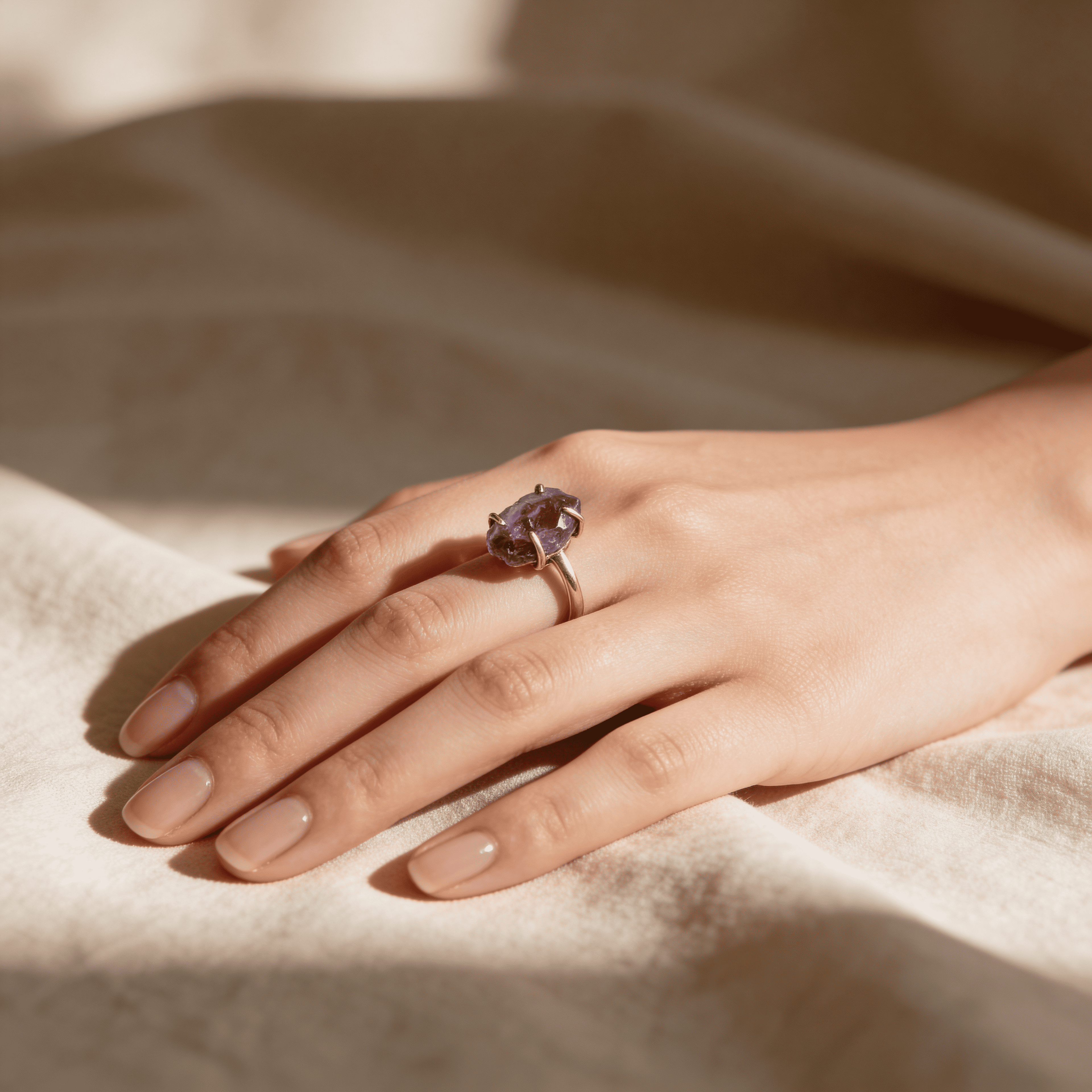 Raw Amethyst ring