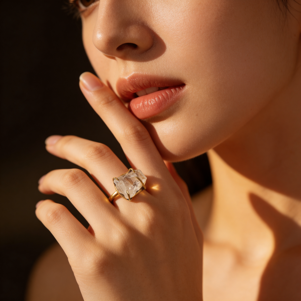 Raw Clear Quartz Ring