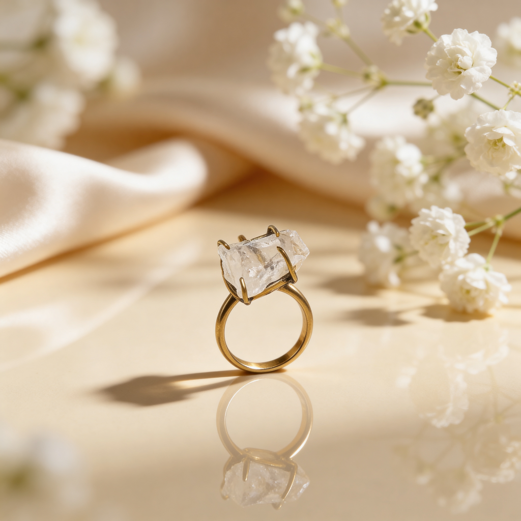 Raw Clear Quartz Ring